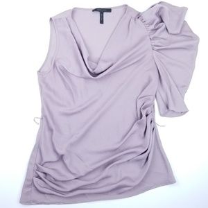 ✔BCBG Maxazria Purple Silky Scrunch One Arm Top